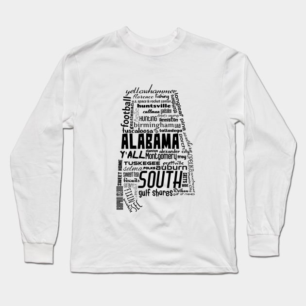 Alabama State Pride Word Cloud - Black - Alabama - Long Sleeve T